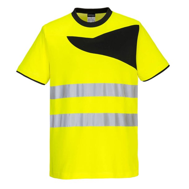 PW213 YBR- PW2 Hi-Vis t-shirt S/S Gul/Sort