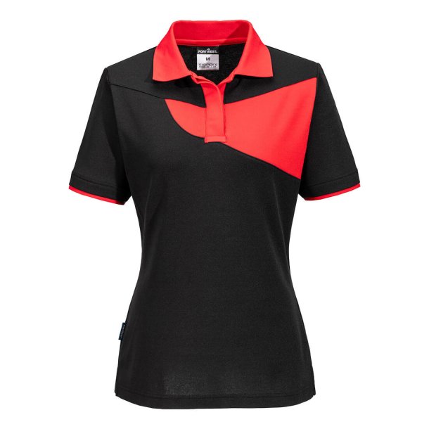 PW219 BDR- PW2 poloshirt til kvinder Sort/Rd