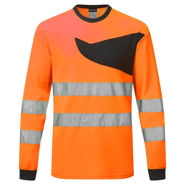 PW221 OBR - PW2 hi-vis langrmet T-shirt Orange/Sort