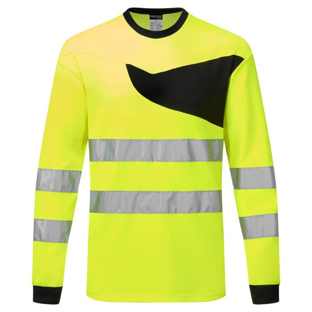 PW221 YBR - PW2 hi-vis langrmet T-shirt Gul/Sort