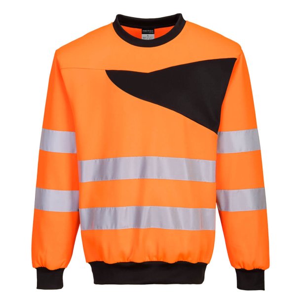 PW277 OBR - PW2 Hi-Vis Sweatshirt med rund hals Orange/Sort