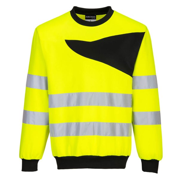 PW277 YBR PW2 Hi-Vis Sweatshirt med rund hals Gul/Sort