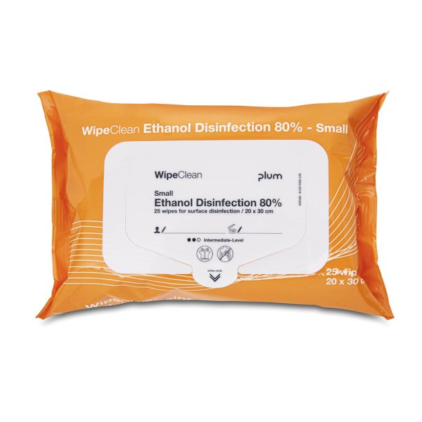 Plum 5211 - WipeClean Ethanol Disinfection 80%, Small. 25 wipes