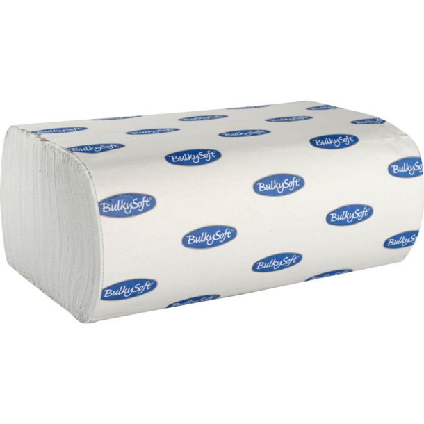 Hndkldeark, Bulkysoft, 2-lags, Z-fold, hvid, genanvendt papir