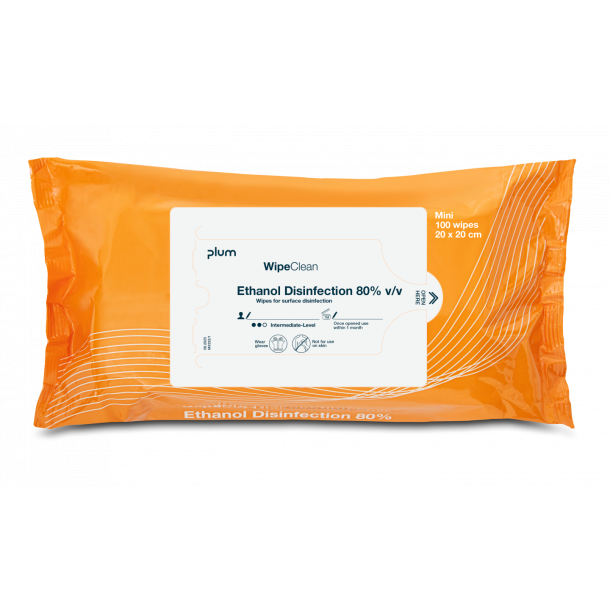 Plum 5252 - WipeClean Ethanol Disinfection 80%, Mini. 100 wipes