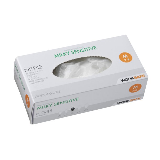 Worksafe Milky sensitive nitrilhandsker 150 stk/pk