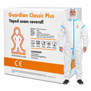GUARDIAN Classic Plus beskyttelsesdragt med tapede syninger, Type 4/5/6, Hvid (Kassek�b)