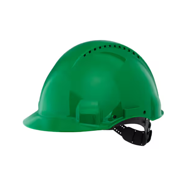 3M Sikkerhedshjelm, Uvicator, standardlukning, ventileret, svedb�nd af plast, gr�n, G3000CUV-GP