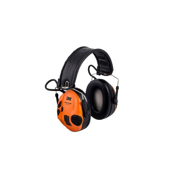 3M PELTOR SportTac-headset, 26 dB, orange/grnne skaller, foldbart hovedbjle, MT16H210F-478-GN