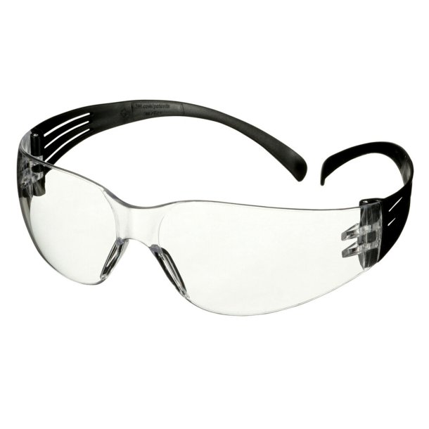 3M SecureFit 100 beskyttelsesbriller, sort stel, anti-ridse, klar linse, SF101AS-BLK-EU, 5-pak i karton med 20 stk.