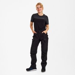 ENGEL Entire dame arbejdsbukser med strk Sort 2333-144