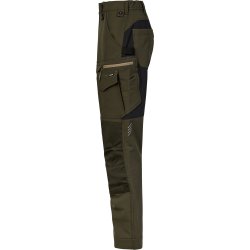 ENGEL Entire dame arbejdsbukser med 4-vejs str�k Forest Green/Sort 2341-234