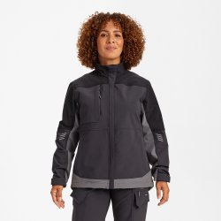 ENGEL Entire dame arbejdsjakke med 4-vejs strk Antrazitgr/Sort 1341-234