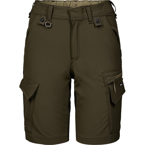 ENGEL Entire dame hndvrkershorts med 4-vejs strk Forest Green/Sort 6341-234