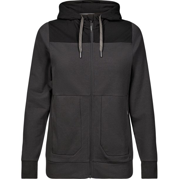 ENGEL Entire dame sweat cardigan med h�tte Antrazitgr�/Sort 8334-247