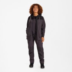 ENGEL Entire dame sweat cardigan med h�tte Antrazitgr�/Sort 8334-247