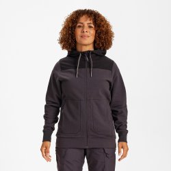 ENGEL Entire dame sweat cardigan med h�tte Antrazitgr�/Sort 8334-247