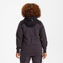 ENGEL Entire dame sweat cardigan med h�tte Antrazitgr�/Sort 8334-247