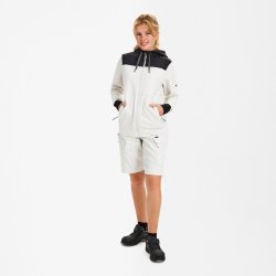 ENGEL Entire dame sweat cardigan med h�tte Bone White / Anthracite Grey 8334-247