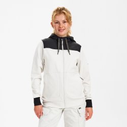 ENGEL Entire dame sweat cardigan med h�tte Bone White / Anthracite Grey 8334-247