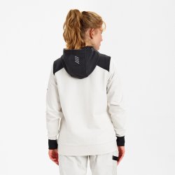 ENGEL Entire dame sweat cardigan med h�tte Bone White / Anthracite Grey 8334-247