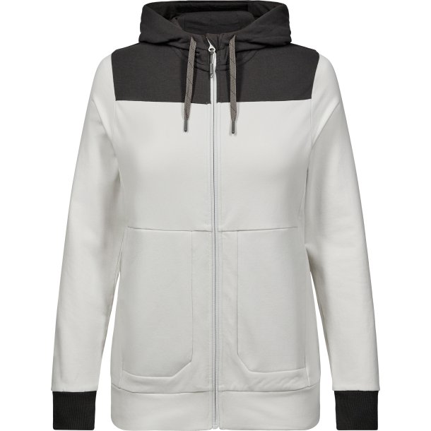 ENGEL Entire dame sweat cardigan med htte Bone White / Anthracite Grey 8334-247