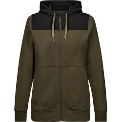 ENGEL Entire dame sweat cardigan med h�tte Forest Green/Sort 8334-247