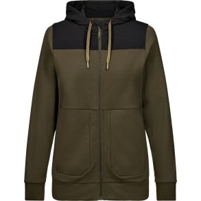 ENGEL Entire dame sweat cardigan med h�tte Forest Green/Sort 8334-247