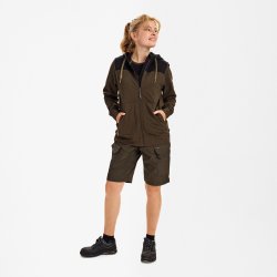 ENGEL Entire dame sweat cardigan med h�tte Forest Green/Sort 8334-247