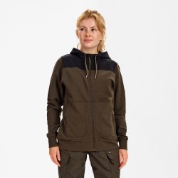 ENGEL Entire dame sweat cardigan med h�tte Forest Green/Sort 8334-247