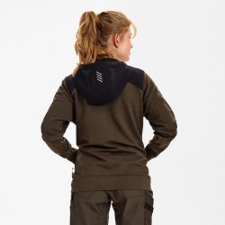 ENGEL Entire dame sweat cardigan med h�tte Forest Green/Sort 8334-247