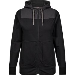ENGEL Entire dame sweat cardigan med h�tte Sort/Antrazitgr� 8334-247