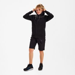 ENGEL Entire dame sweat cardigan med h�tte Sort/Antrazitgr� 8334-247
