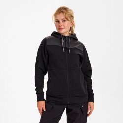 ENGEL Entire dame sweat cardigan med h�tte Sort/Antrazitgr� 8334-247