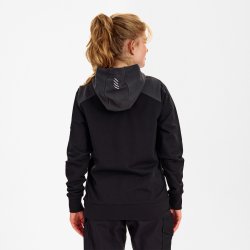 ENGEL Entire dame sweat cardigan med h�tte Sort/Antrazitgr� 8334-247