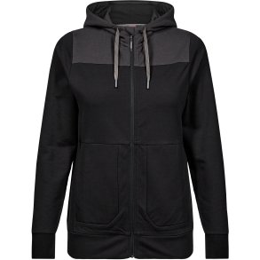 ENGEL Entire dame sweat cardigan med htte Sort/Antrazitgr 8334-247