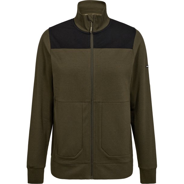 ENGEL Entire dame sweat cardigan med krave Forest Green/Sort 8335-247