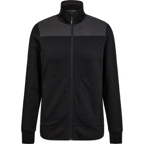 ENGEL Entire dame sweat cardigan med krave Sort/Antrazitgr 8335-247