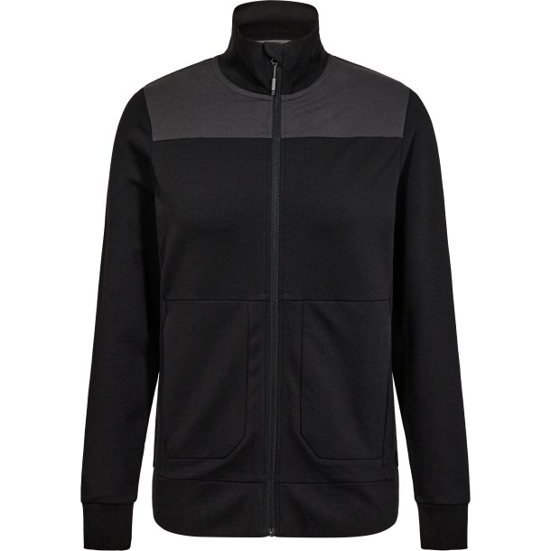 ENGEL Entire dame sweat cardigan med krave Sort/Antrazitgr 8335-247