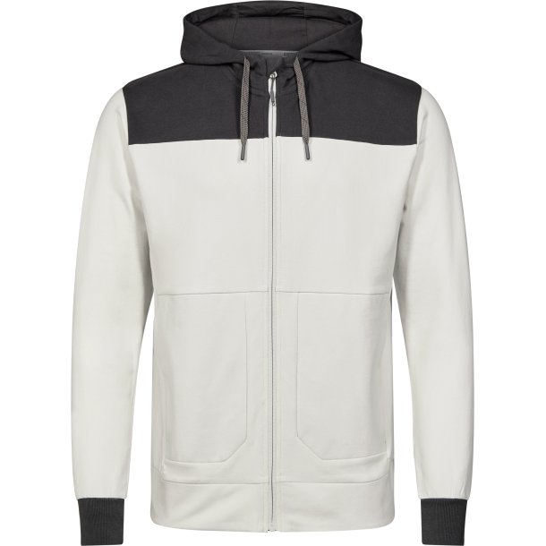 ENGEL Entire sweat cardigan med htte Bone White / Anthracite Grey 8329-247