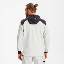 ENGEL Entire sweat cardigan med htte Bone White / Anthracite Grey 8329-247