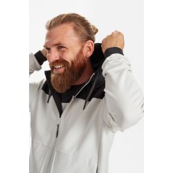 ENGEL Entire sweat cardigan med htte Bone White / Anthracite Grey 8329-247