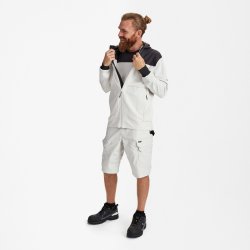ENGEL Entire sweat cardigan med h�tte Bone White / Anthracite Grey 8329-247