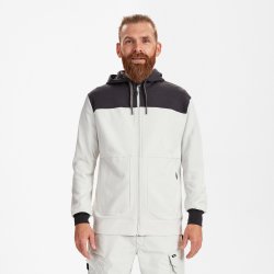 ENGEL Entire sweat cardigan med h�tte Bone White / Anthracite Grey 8329-247