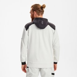 ENGEL Entire sweat cardigan med h�tte Bone White / Anthracite Grey 8329-247