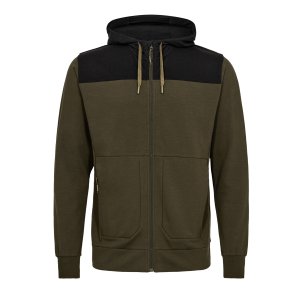 ENGEL Entire sweat cardigan med h�tte Forest Green/Sort 8329-247