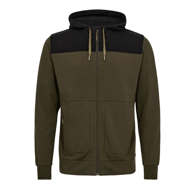 ENGEL Entire sweat cardigan med h�tte Forest Green/Sort 8329-247