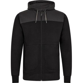 ENGEL Entire sweat cardigan med htte Sort/Antrazitgr 8329-247