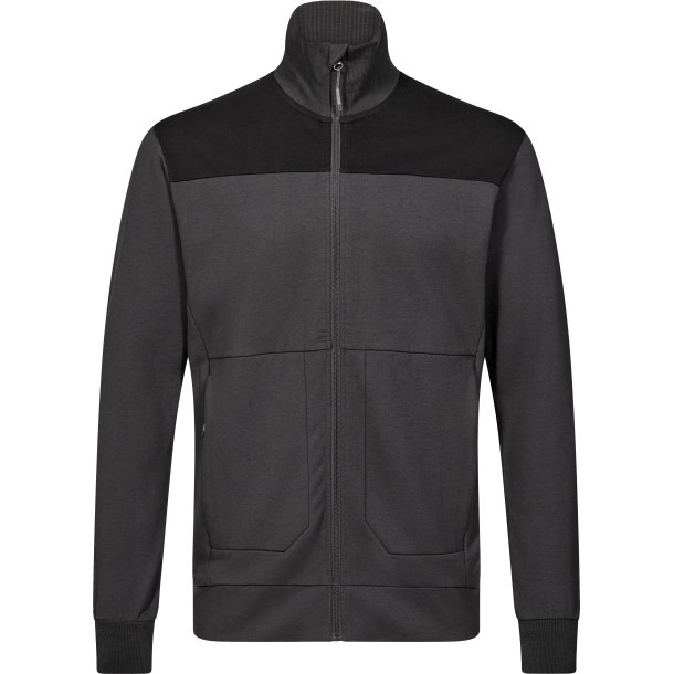 ENGEL Entire sweat cardigan med krave Antrazitgr/Sort 8328-247