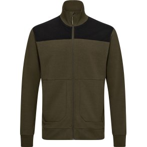 ENGEL Entire sweat cardigan med krave Forest Green/Sort 8328-247